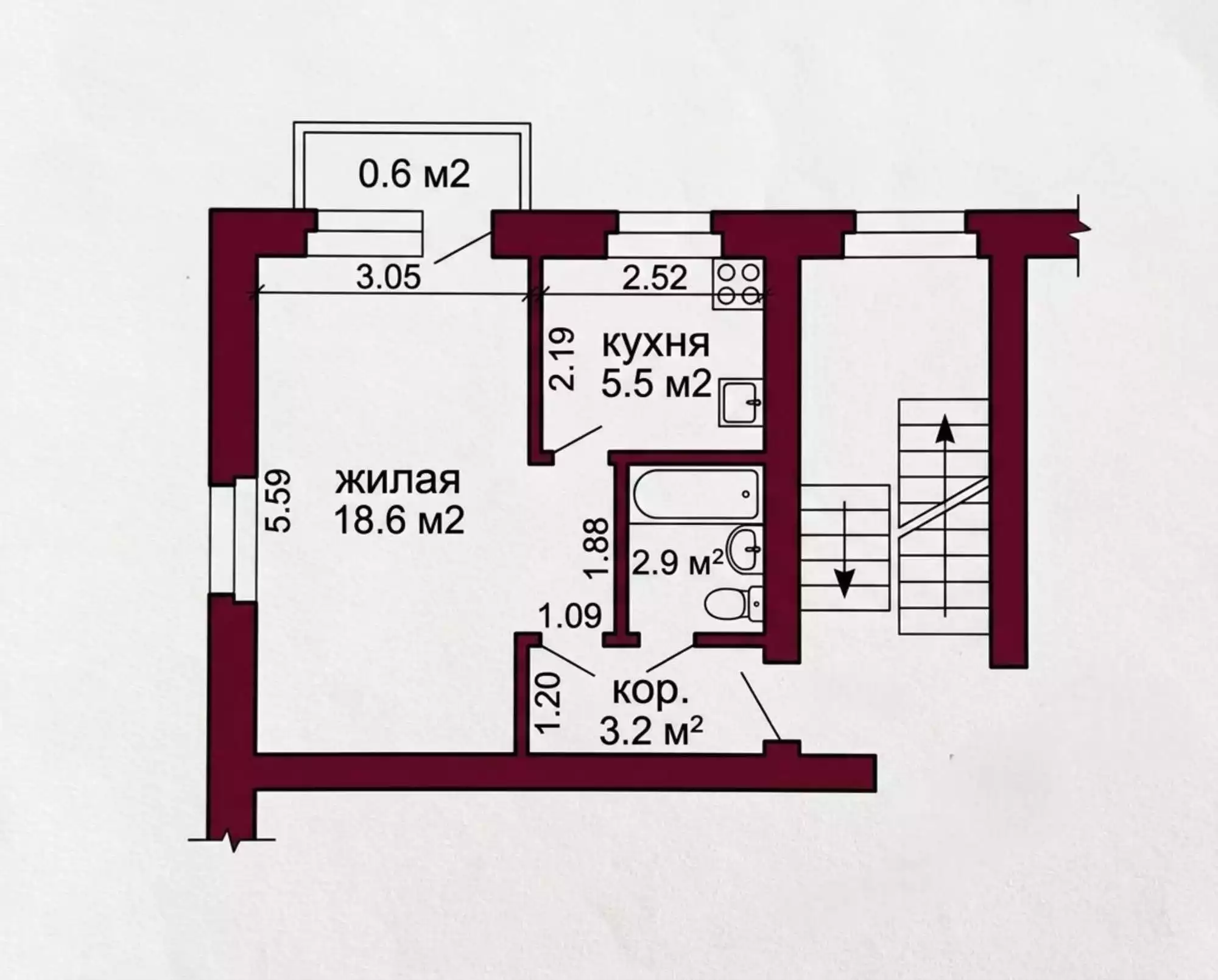  33,2м.кв., комнат 1, Отправить