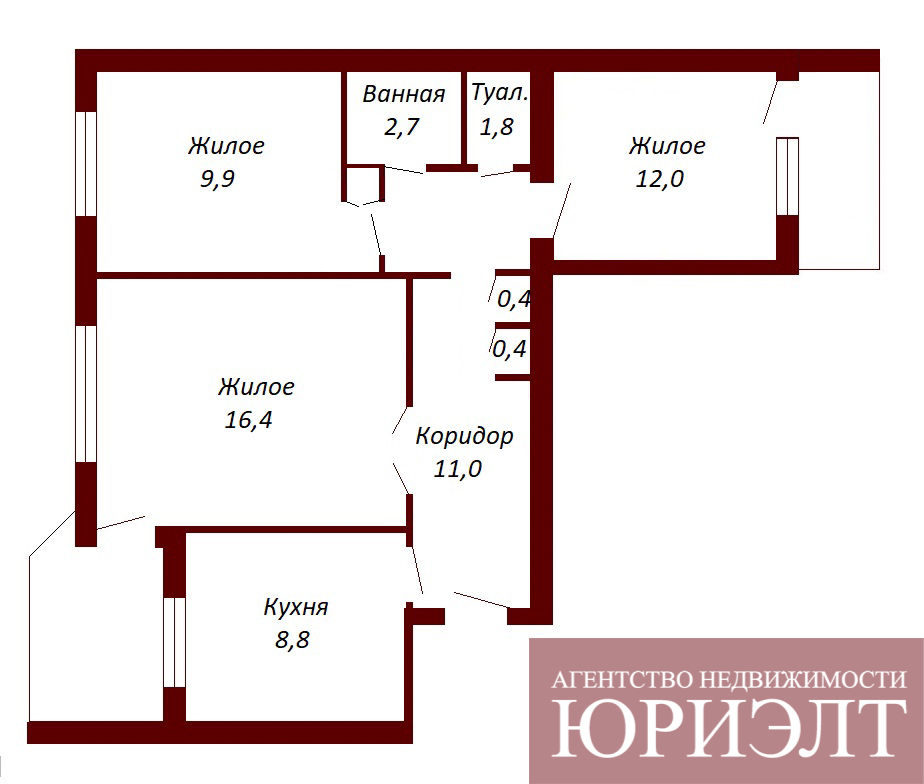 3 комнатная квартира  по адресу Брест, Улица Пионерская