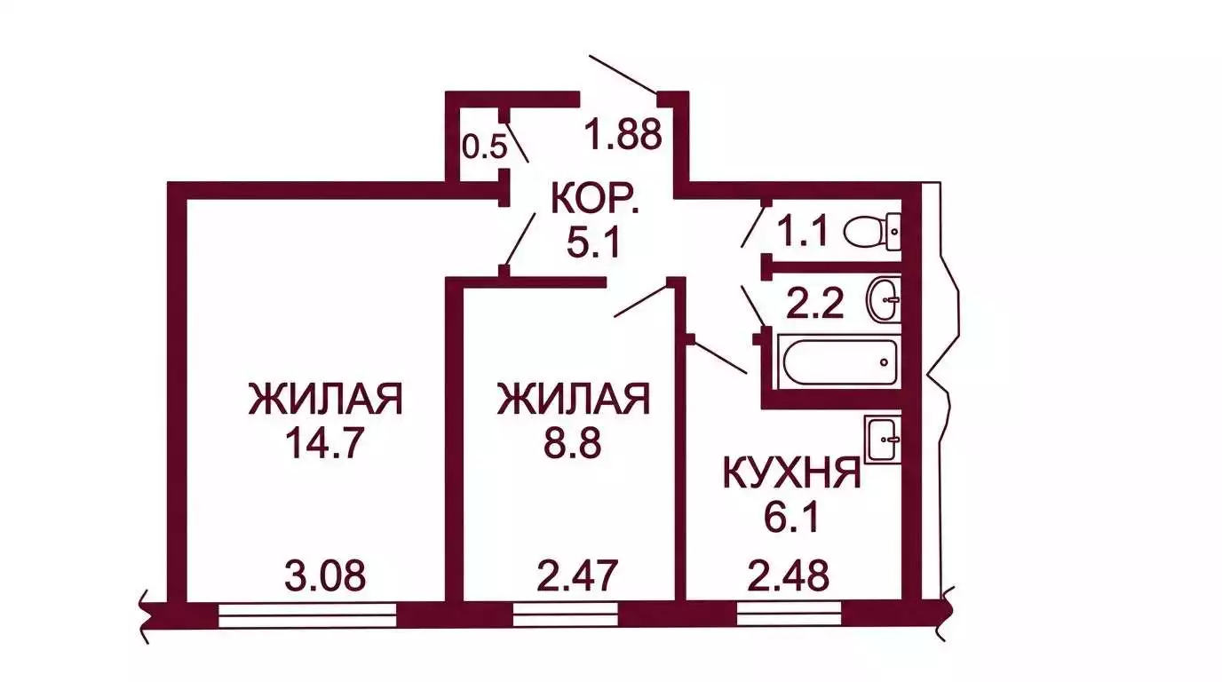  38,5м.кв., комнат 2, Отправить