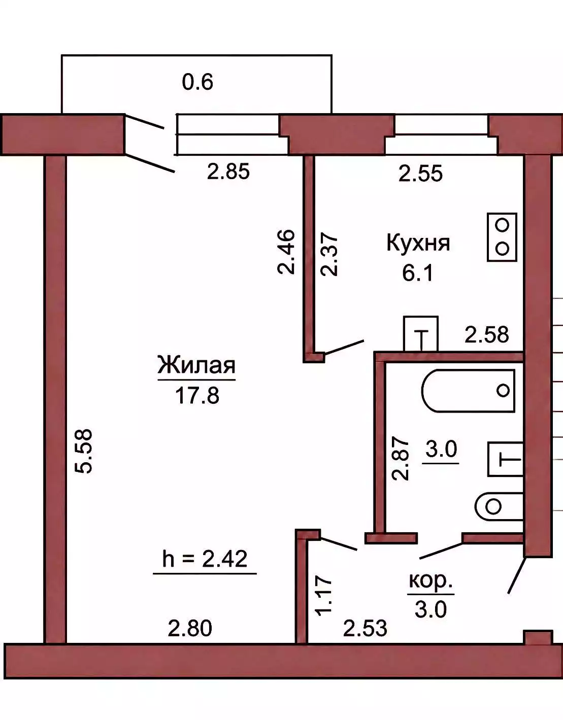  30м.кв., комнат 1, Отправить